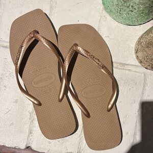 Havaianas Metallic Bronze Flip Flops